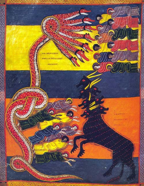 Beato di Liebana: Adorazione della Bestia dalle sette teste e del Dragone