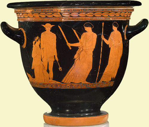 Hermes accompagna Persefone che risale dagli inferi