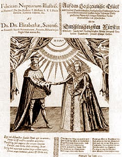 stampa augurale per il matrimonio tra Federico V ed Elisabetta